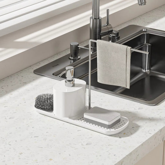 4-in-1 Kitchen Sink Organizer Caddy w/ Soap Dispenser, Sponge Holder & Towel Bar