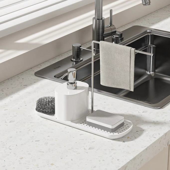 4-in-1 Kitchen Sink Organizer Caddy w/ Soap Dispenser, Sponge Holder & Towel Bar